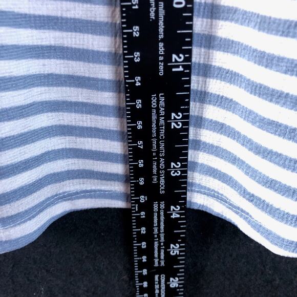 LC Lauren Conrad Womens Shirt Blue White Striped Cold Shoulder Long Sleeve Small - Picture 8 of 11